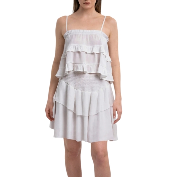 HT360 Collection White Cotton Ruffle 2-Piece Set – Camisole & Tiered Mini Skirt - Picture 5 of 17